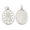 Rack Plating Brass Pendants, with Jump Ring, Long-Lasting Plated, Lead Free & Cadmium Free, Oval Charm, Platinum, 20.5x14.5x2mm, Hole: 3mm