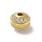 Rack Plating Brass Micro Pave Cubic Zirconia Beads, Long-Lasting Plated, Lead Free & Cadmium Free, Rondelle, Real 18K Gold Plated, 7x6mm, Hole: 1.9mm