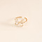 Butterfly Brass Glass Cuff Rings, Golden, Clear, Inner Diameter: Adjustable