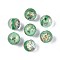 Handmade Foil Lampwork Beads, Round, Aquamarine, 10mm, Hole: 1.2~4mm