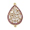 Rack Plating Brass Orchid & Clear Cubic Zirconia Teardrop Connector Charms, Long-Lasting Plated, Cadmium Free & Lead Free, Real 18K Gold Plated, 27.5x16.5x3.5mm, Hole: 1mm & 1.2mm