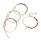 Charm Bracelets, with Natural Gemstone Beads, 304 Stainless Steel Cross Charms, Brass Paperclip Chains & Round Beads, 7-5/8 inch(19.3cm)