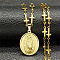 201 Stainless Steel Miraculous Medal Virgin Pendant Cross Link Chain Necklaces, Golden, 18.27 inch(46.4cm)