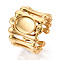 304 Stainless Steel Cuff Ring Components, Oval Pad Ring Setting, Ion Plating(IP), Real 18K Gold Plated, Tray: 10x8mm, 18.1mm, Inner Diameter: Adjustable