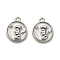 Alloy Enamel Pendants, Flat Round with Angel Charm, Platinum, 17x14x3mm, Hole: 1.6mm