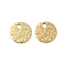 304 Stainless Steel Charms, Textured, Flat Round Charms, Real 14K Gold Plated, 6x0.5mm, Hole: 1.2mm