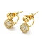 Rack Plating Brass Micro Pave Cubic Zirconia Ball Stud Earrings for Women, Long-Lasting Plated, Lead Free & Cadmium Free, Real 18K Gold Plated, 10.5x10mm