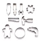 Non-Tarnish Stainless Steel Mixed Tool Shaped Cookie Candy Food Cutters Molds, for DIY Biscuit Baking Tool, Stainless Steel Color, 75x25.5x20.5mm, 9pcs/Set