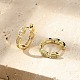 Овальные серьги-кольца из латуни с микропаве из прозрачных кубических цирконий EJEW-D311-029G-2