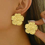 Серьги-гвоздики в виде цветка из латуни WF1203