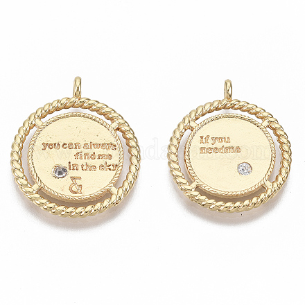 Латунные микропаве прозрачные подвески с фианитом KK-R126-020-NF-1