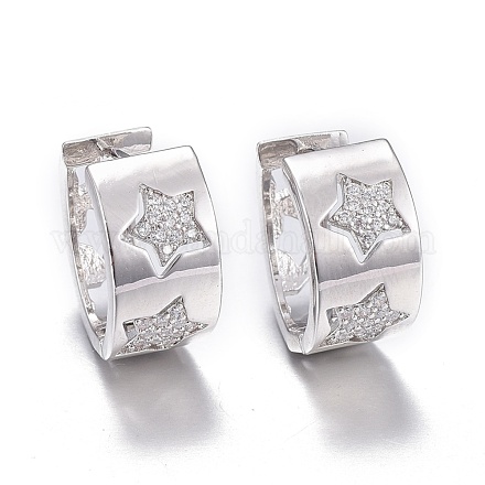 Серьги-кольца из латуни с микро-паве из фианита EJEW-K083-40P-B-1