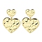 Rack Plating Brass Textured Heart Dangle Stud Earring, Long-Lasting Plated, Lead Free & Cadmium Free, Real 18K Gold Plated, 40.5x29mm