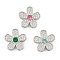 Brass Micro Pave Cubic Zirconia Slide Charms, Long-Lasting Plated, Flower, Platinum, 13.5x13x6mm, Hole: 1.5mm and 1.5x10mm