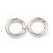 Brass Spring Gate Clasps,Long-Lasting Plated, Lead Free & Cadmium Free, Round, Platinum, 15x2.7mm