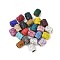 Rhinestone Clay Pave Brass Beads, Column, Mixed Color, 8~8.5x8mm, Hole: 4.5mm