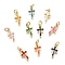 Brass Enamel Charms, with Jump Ring, Corss Charm, Rack Plating, Cadmium Free & Lead Free, Long-Lasting Plated, Golden, Mixed Color, 11.5x6x1.5mm, Hole: 2.6mm