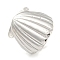 Shell Shape 304 Stainless Steel Open Cuff Finger Rings for Women, Stainless Steel Color, Shell: 21x19mm