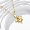 304 Stainless Steel Leaf Pendant Necklaces, Ion Plating(IP), Real 18K Gold Plated, 17.91 inch(45.5cm)