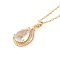 Brass Micro Pave Cubic Zirconia Pendant Necklaces,  Glass Jewelry for Women, 201 Stainless Steel Cable Chain Necklaces, Clear, 16.14 inch(41cm)