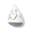 Halloween Spray Painted Alloy Pendants, Ghost Charm, White, 20x15x9mm, Hole: 1.5mm