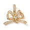 Brass with Cubic Zirconia Bead Cap Bails, Cadmium Free & Nickel Free & Lead Free, Bowknot, Real 18K Gold Plated, 24x25x8mm, Hole: 4mm