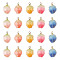 20Pcs 5 Colors Handmade Flower Charms, with Brass Peg Bails and Glass Micro Beads, Bud, Golden, Mixed Color, 14~15x9~10x9~10mm, Hole: 1.2mm, 4pcs/color