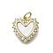 Brass Micro Pave Clear Cubic Zirconia Pendants, Cadmium Free & Lead Free, with Shell, Real 16K Gold Plated, Heart, 14x14x2.5mm