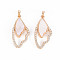 Brass Micro Pave Clear Cubic Zirconia Pendants, with Freshwater Shell, Nickel Free, Wing, Real 18K Gold Plated, 23x11.5x2mm, Hole: 2mm