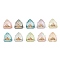 Transparent Resin Beads, Triangle, with Golden Alloy Finding, Mixed Color, 14.5x15x16mm, Hole: 1mm