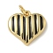 Rack Plating Brass Enamel Charms, with Jump Ring, Long-Lasting Plated, Lead Free & Cadmium Free, Heart Charms, Real 18K Gold Plated, Black, 13.5x14.5x3mm, Hole: 3mm