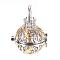 Rack Plating Brass Cage Pendants, Nickel Free, For Chime Ball Pendant Necklaces Making, Hollow Round with Leaf, Platinum & Golden, 26x26x21mm, Hole: 7x10mm, inner measure: 17mm
