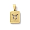 304 Stainless Steel Twelve Constellations Pendants, Real 18K Gold Plated, Rectangle Charm, Taurus, 17.5x12x2mm, Hole: 7.5x3.5mm