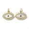 Brass Micro Pave Cubic Zirconia Pendants, Cadmium Free & Lead Free, with Shell, Eye, Real 18K Gold Plated, 15x18x3.5mm, Hole: 3mm