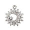 Brass Micro Pave Clear Cubic Zirconia Pendants, Cadmium Free & Nickel Free & Lead Free, Sun with Moon & Star Charms, Platinum, 15x12.5x1.5mm, Hole: 1.2mm
