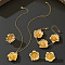 Flower Alloy Link Bracelet & Stud Earrings & Pendant Necklaces & Rings Sets, Golden, 370mm & 160mm & 30x29mm & 18mm