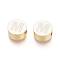 304 Stainless Steel Beads, Flat Round with Letter, Letter.M, 10x4.5mm, Hole: 2mm