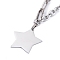 Non-Tarnish 304 Stainless Steel Pendant Necklaces, with Paperclip Chains & Cable Chains, Star, Stainless Steel Color, 17.44 inch(44.3cm)