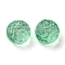 Transparent Glass Beads, Flat Round with Flower, Medium Aquamarine, 13.5x8.5mm, Hole: 1.2mm, about 10pcs/bag