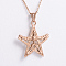 Vintage Gothic Stainless Steel Skeleton Pentagram Pendant Necklaces for Women and Men, Rose Gold