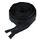 Resin with Polyester Zipper, with Alloy Zipper Head, for Clothing Accessories, Black, 3.5~4x1.85cm, 5m/pc