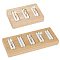 2Pcs 2 Styles Rectangle 5-Slot Bamboo & 3-Slot Wood Ring Display Tray Stands, Finger Ring Organizer Holder, with PU Imitation Leather Inside, White, 9.2~15x5.9~6x1.7cm, 1pc/style