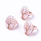 Adjustable Opalite Finger Rings, with Rose Gold Brass Findings, Oval, Size 8, 18mm