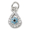 Rack Plating Brass Micro Pave Cubic Zirconia Pendants, Long-Lasting Plated, Lead Free & Cadmium Free, Teardrop Charms, with Jump Ring, Platinum, 12x7.5x2.5mm, Hole: 3mm