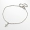 Tarnish Resistant Cross Stainless Steel Anklets, with Lobster Clasps and End Chains, Stainless Steel Color, 230x2mm