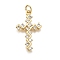 Brass Micro Pave Cubic Zirconia Pendants, Cross, Long-Lasting Plated, Lead Free & Cadmium Free, Rack Plating, with Jump Ring, Real 18K Gold Plated, 25x15x2mm, Hole: 3.5mm
