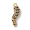Rack Plating Brass Micro Pave Cubic Zirconia Pendant, Cadmium Free & Lead Free, Long-Lasting Plated, Horn of Plenty/Italian Horn Cornicello Charms, Real 18K Gold Plated, 18.5x5.5x4mm, Hole: 1.2mm