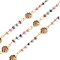Brass Link Chains, with Enamel Beaded and Glass, Real 18K Gold Plated, Soldered, with Spools, Long-Lasting Plated, Cadmium Free & Lead Free, Coconut Brown, 12x6.5x2.5mm