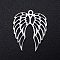 Non-Tarnish 201 Stainless Steel Pendants, Filigree Joiners Findings, Laser Cut, Wing, Stainless Steel Color, 22x18x1mm, Hole: 1.4mm
