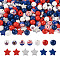 220Pcs Independence Day Theme Spray Painted Natural Wood Beads, Printed Beads, Round, Mixed Color, 15.5~19x15~20x6~16mm, Hole: 2.5~4mm